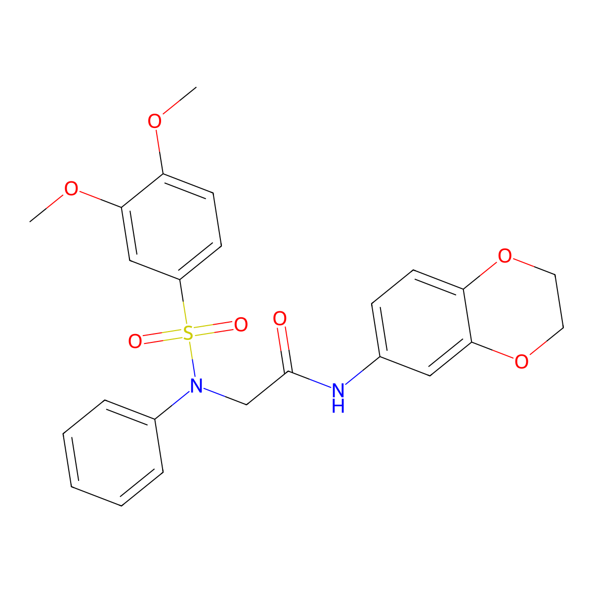 N-(2,3-dihydro-1,4-benzodioxin-6-yl)-2-(N-(3,4-dimethoxyphenyl)sulfonylanilino)acetamide molecular structure, CAS 694506-73-5