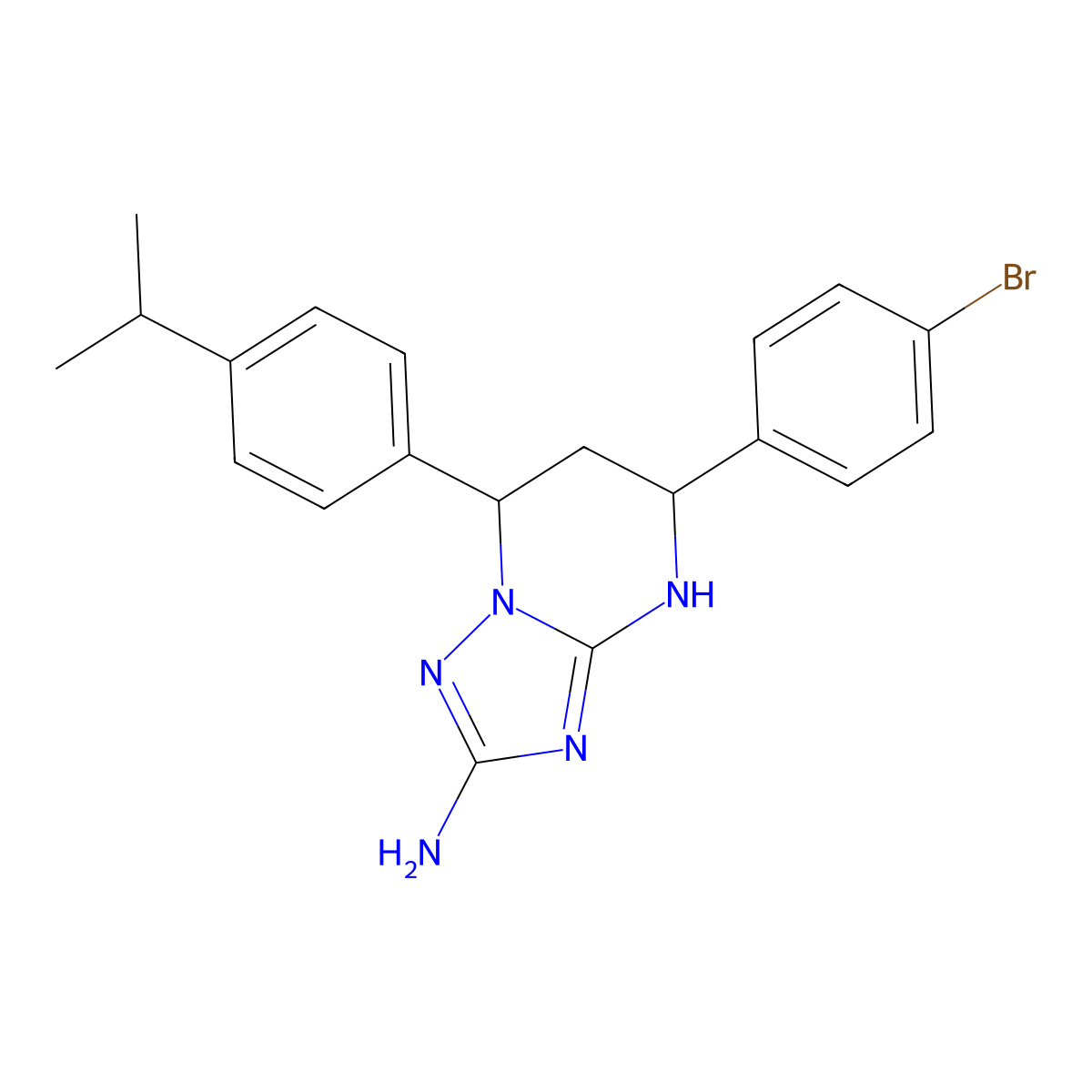 5-(4-Bromophenyl)-7-[4-(propan-2-yl)phenyl]-4,5,6,7-tetrahydro[1,2,4]triazolo[1,5-a]pyrimidin-2-amine molecular structure, CAS 694506-88-2