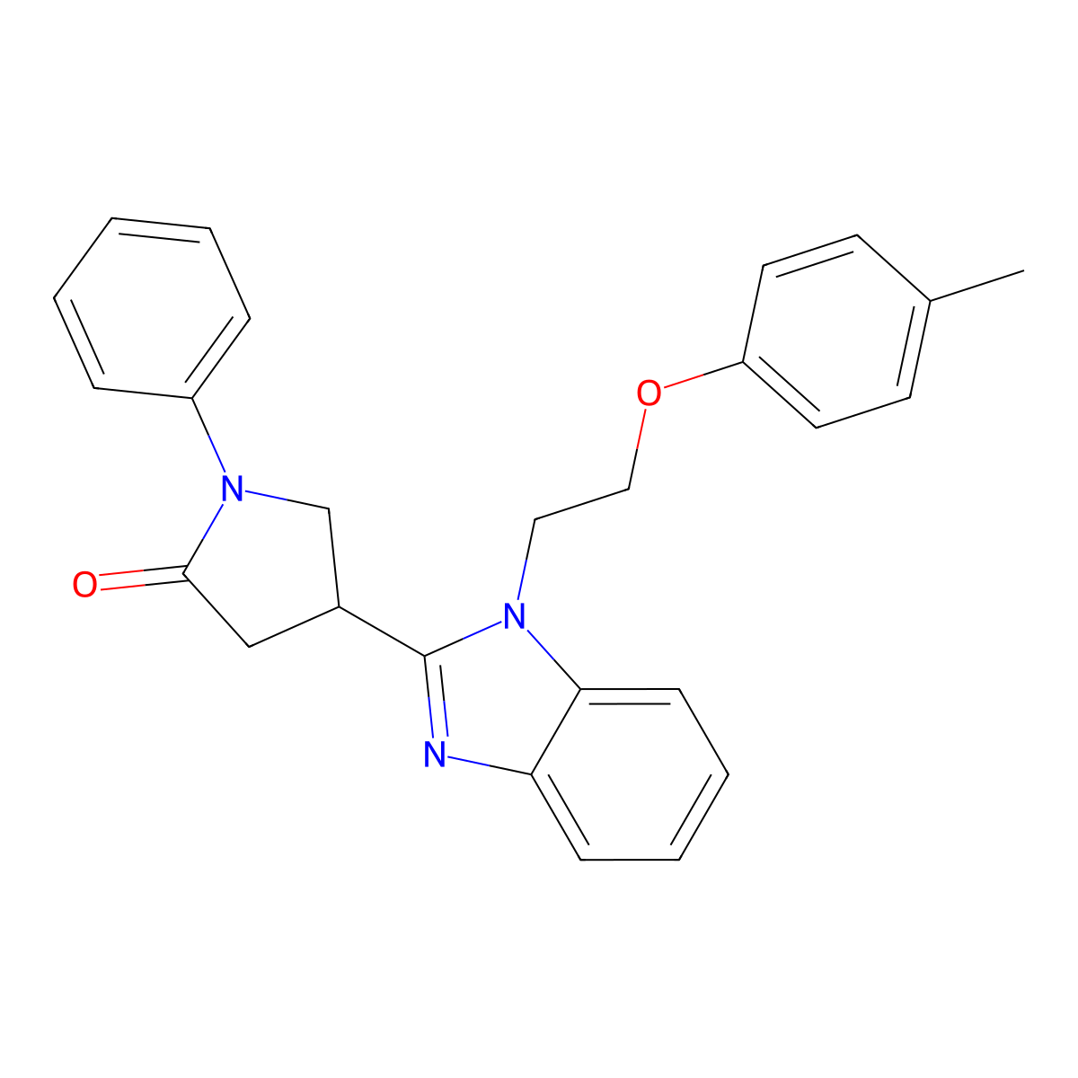 4-{1-[2-(4-methylphenoxy)ethyl]-1H-1,3-benzodiazol-2-yl}-1-phenylpyrrolidin-2-one molecular structure, CAS 694507-08-9