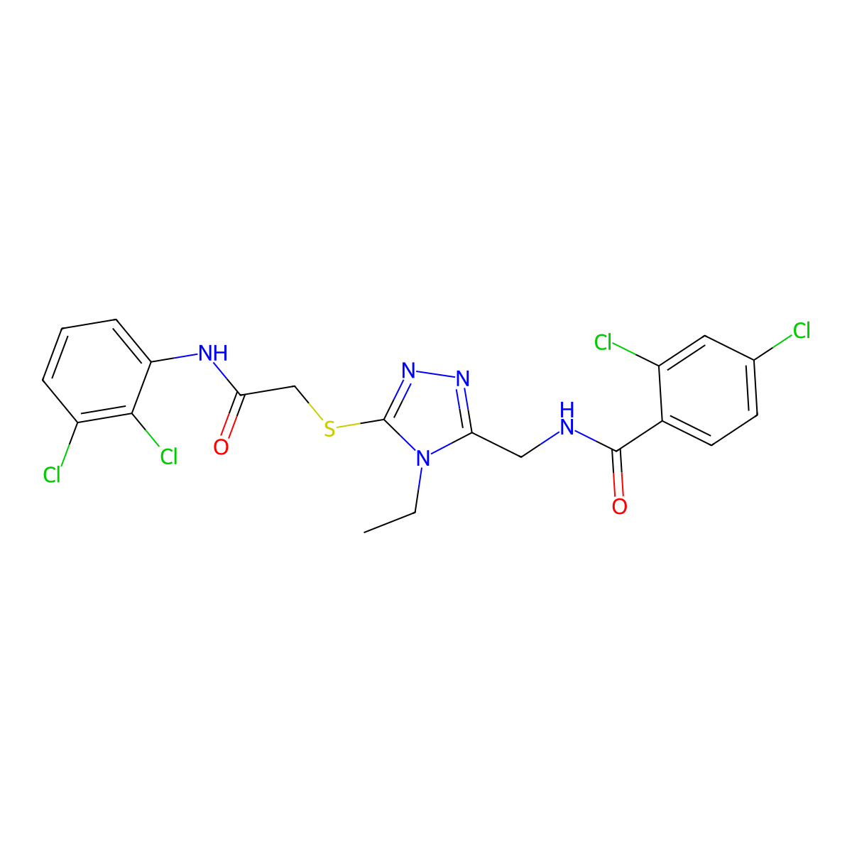 2,4-dichloro-N-[[5-[2-(2,3-dichloroanilino)-2-oxoethyl]sulfanyl-4-ethyl-1,2,4-triazol-3-yl]methyl]benzamide molecular structure, CAS 694507-17-0