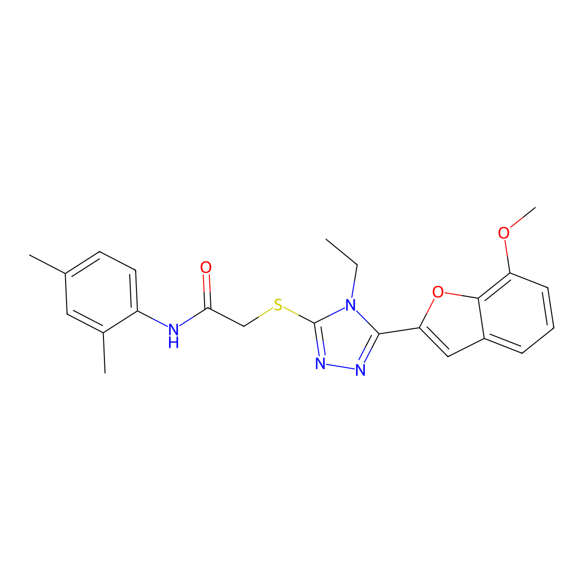 N-(2,4-dimethylphenyl)-2-[[4-ethyl-5-(7-methoxy-1-benzofuran-2-yl)-1,2,4-triazol-3-yl]sulfanyl]acetamide molecular structure, CAS 694507-18-1