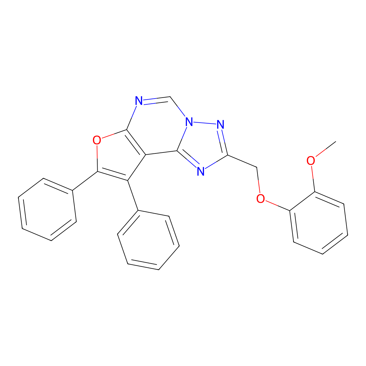 2-[(2-Methoxyphenoxy)methyl]-8,9-diphenylfuro[3,2-e][1,2,4]triazolo[1,5-c]pyrimidine molecular structure, CAS 694507-21-6