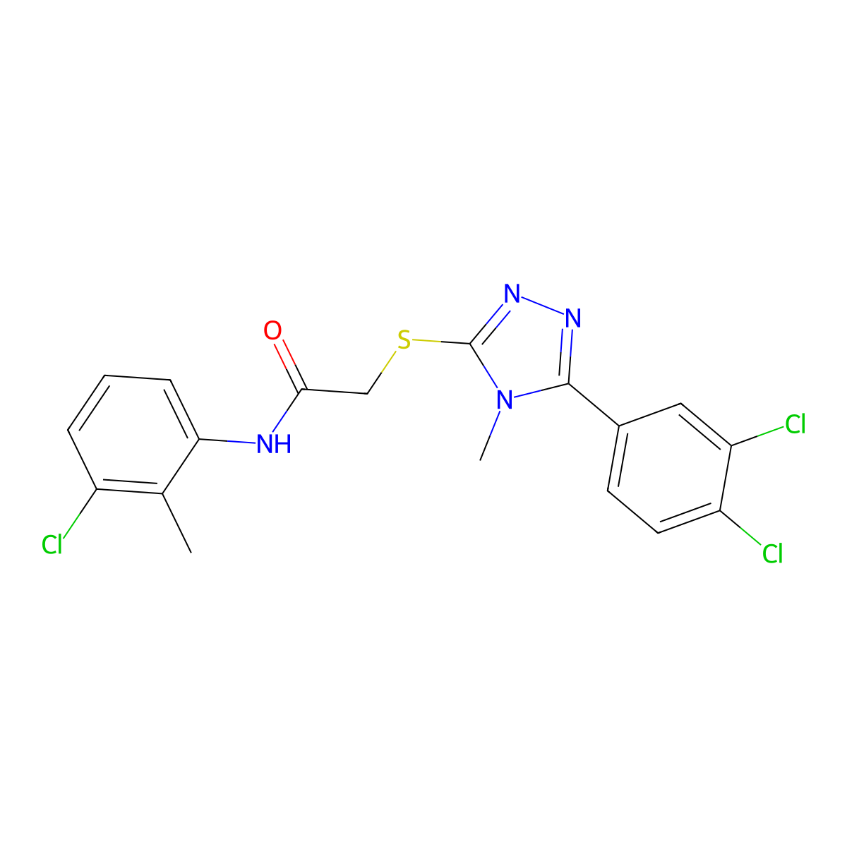 N-(3-chloro-2-methylphenyl)-2-[[5-(3,4-dichlorophenyl)-4-methyl-1,2,4-triazol-3-yl]sulfanyl]acetamide molecular structure, CAS 694507-27-2