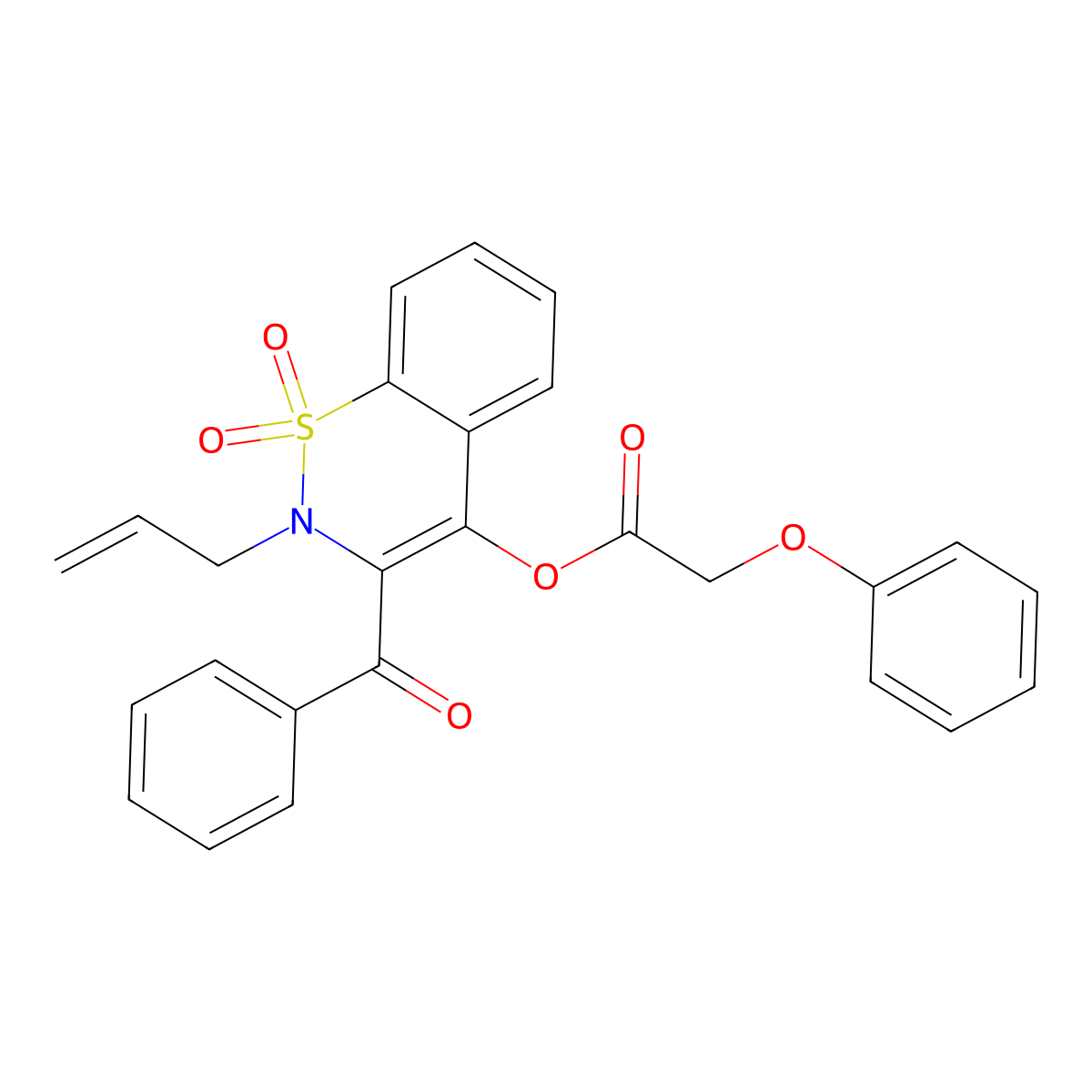 2-allyl-3-benzoyl-1,1-dioxido-2H-1,2-benzothiazin-4-yl phenoxyacetate molecular structure, CAS 694507-29-4