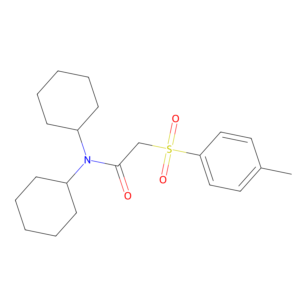 N,N-dicyclohexyl-2-(4-methylphenyl)sulfonylacetamide molecular structure, CAS 694507-31-8