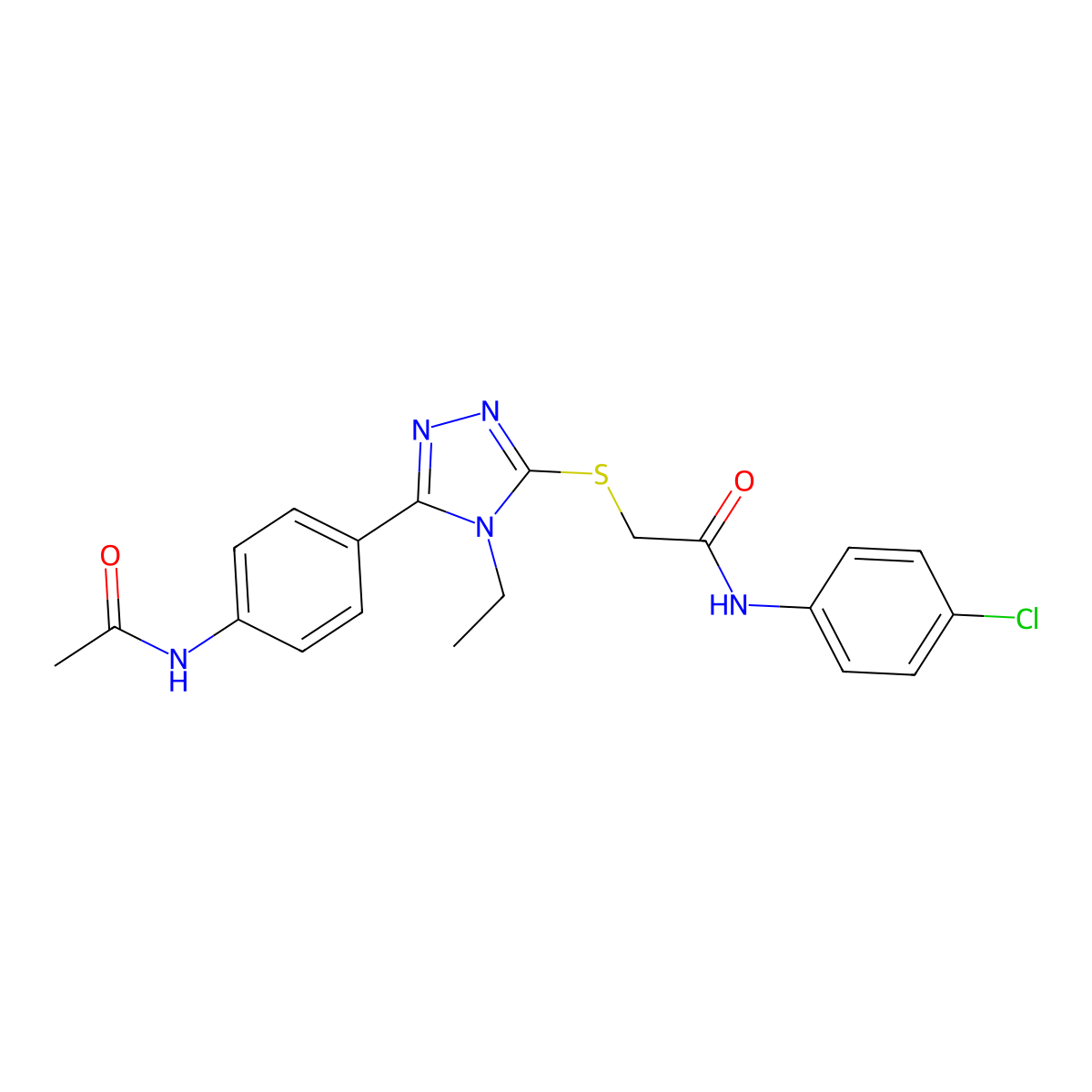 2-[[5-(4-acetamidophenyl)-4-ethyl-1,2,4-triazol-3-yl]sulfanyl]-N-(4-chlorophenyl)acetamide molecular structure, CAS 694507-39-6