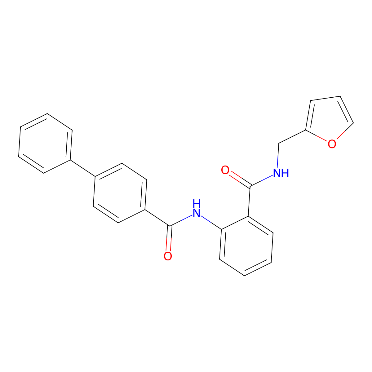N-(furan-2-ylmethyl)-2-[(4-phenylbenzoyl)amino]benzamide molecular structure, CAS 694507-44-3