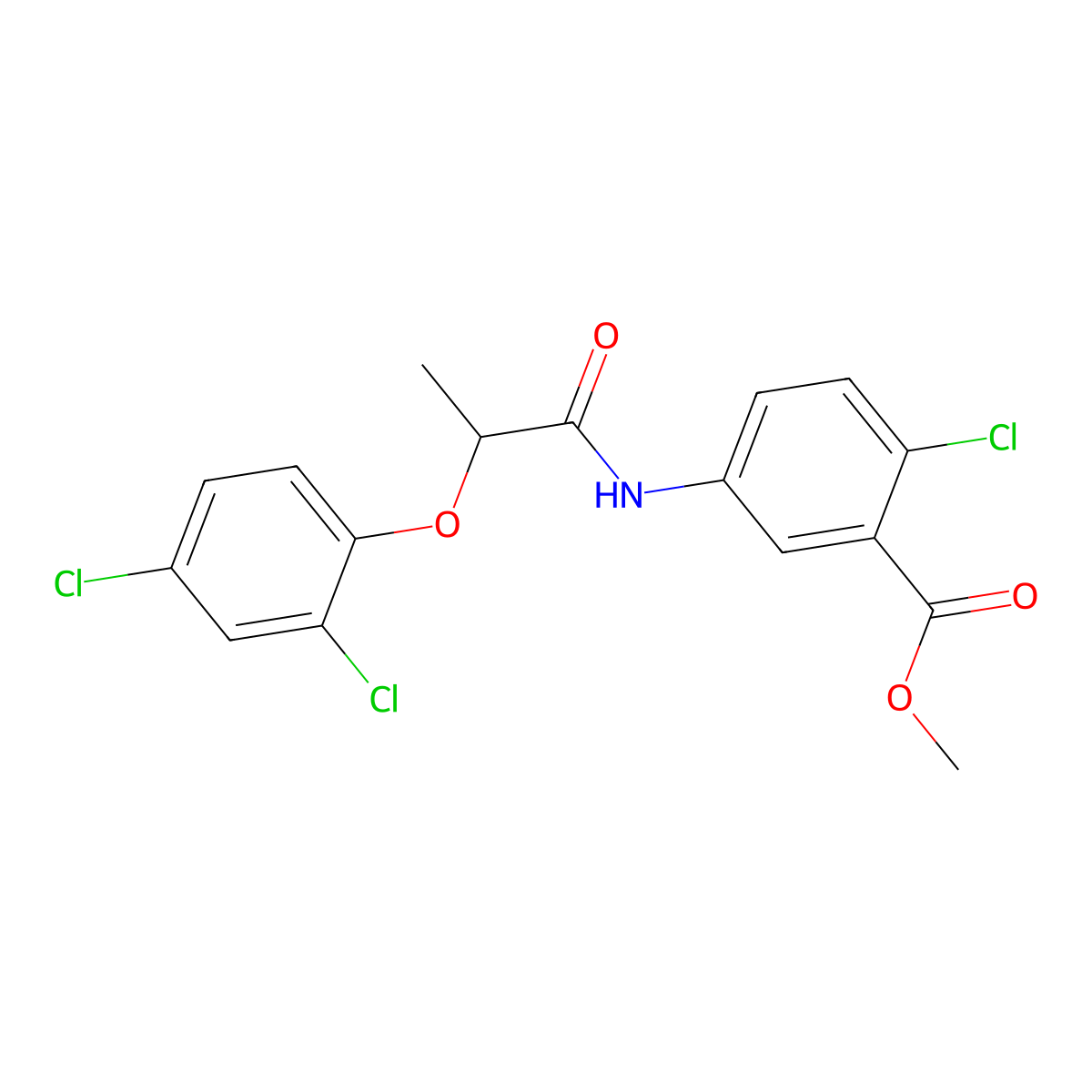 Methyl 2-chloro-5-{[2-(2,4-dichlorophenoxy)propanoyl]amino}benzoate molecular structure, CAS 694507-45-4