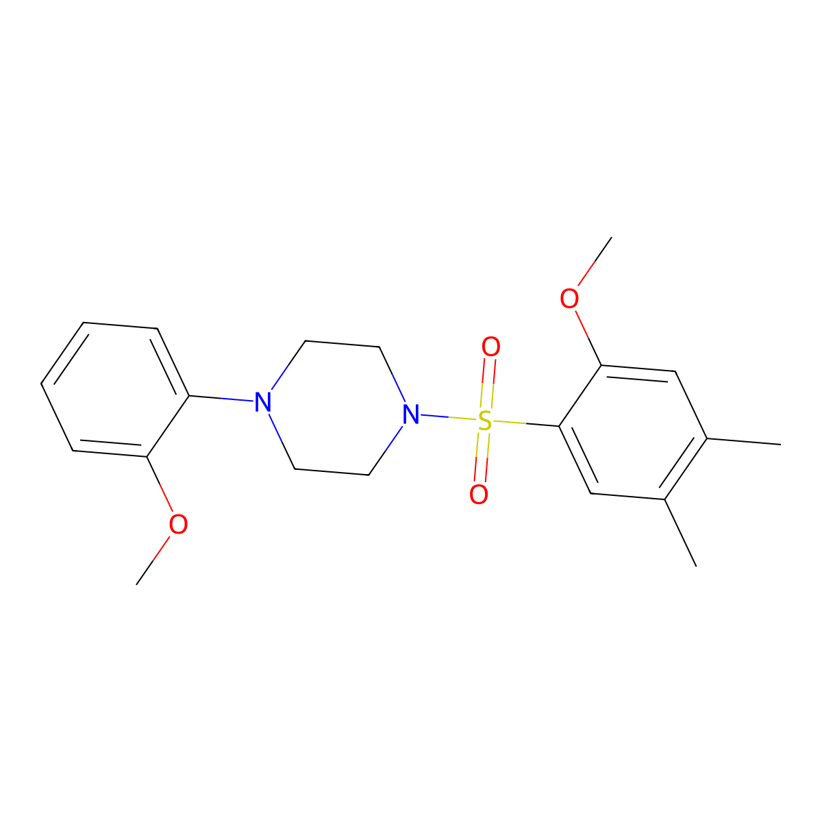 1-[(2-Methoxy-4,5-dimethylphenyl)sulfonyl]-4-(2-methoxyphenyl)piperazine molecular structure, CAS 694507-69-2