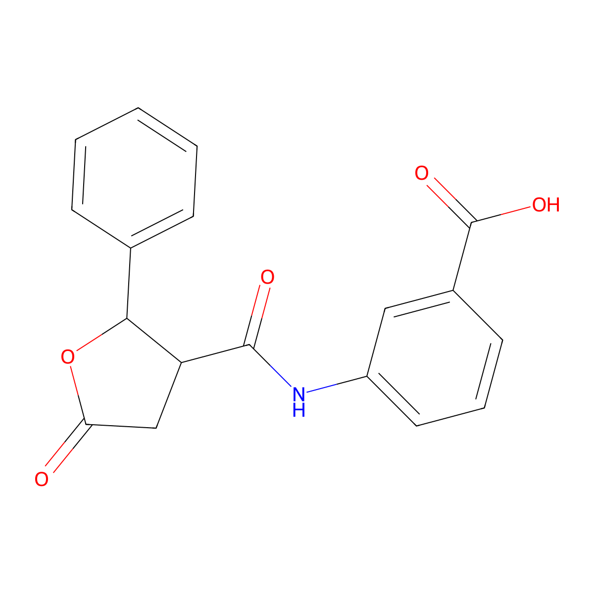 3-[(5-Oxo-2-phenyloxolane-3-carbonyl)amino]benzoic acid molecular structure, CAS 694507-73-8