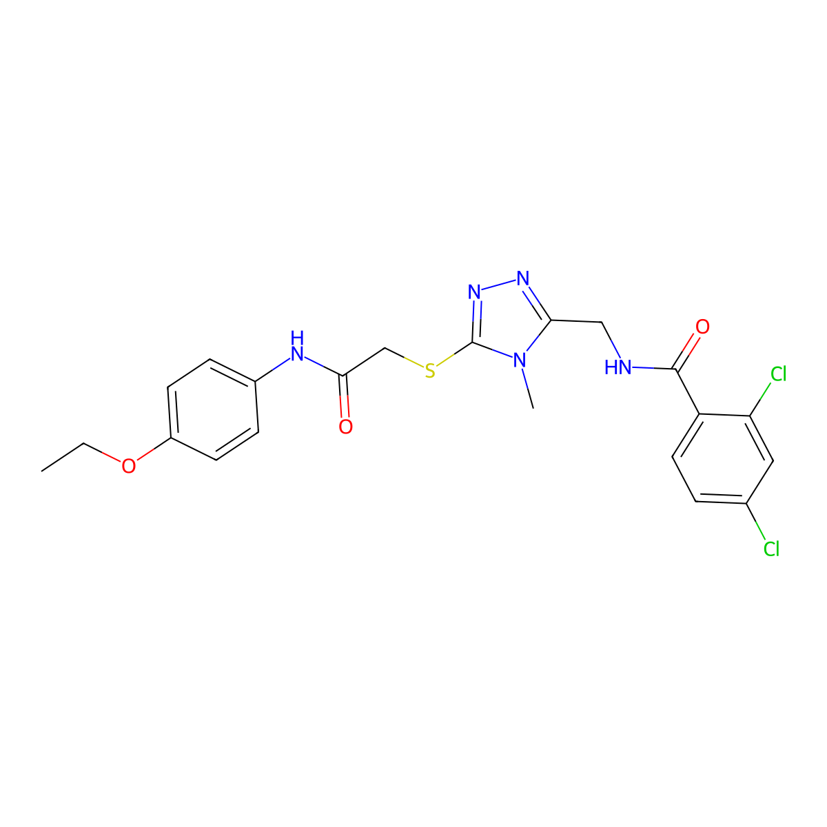 2,4-dichloro-N-[[5-[2-(4-ethoxyanilino)-2-oxoethyl]sulfanyl-4-methyl-1,2,4-triazol-3-yl]methyl]benzamide molecular structure, CAS 694507-80-7