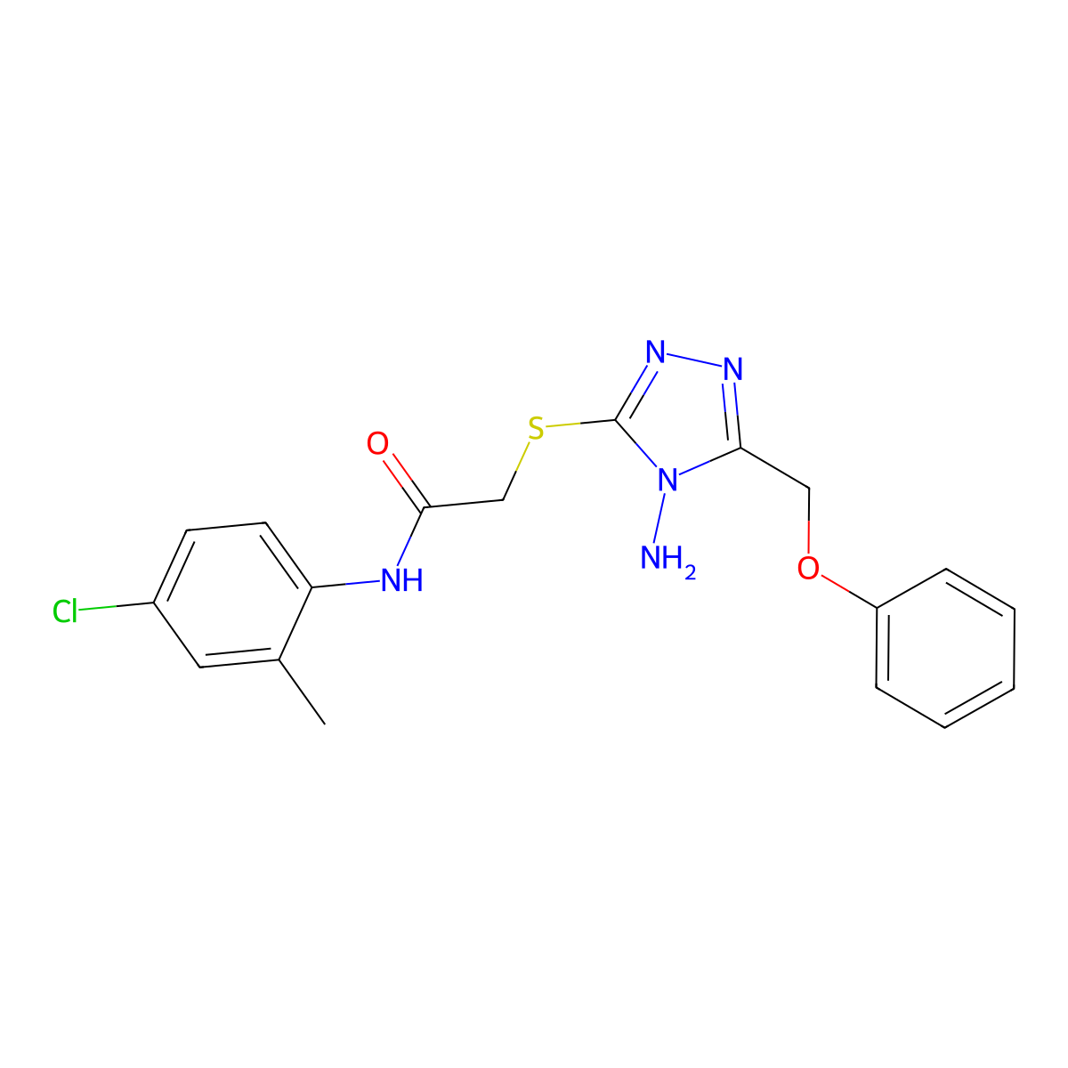 2-{[4-amino-5-(phenoxymethyl)-4H-1,2,4-triazol-3-yl]sulfanyl}-N-(4-chloro-2-methylphenyl)acetamide molecular structure, CAS 694507-87-4