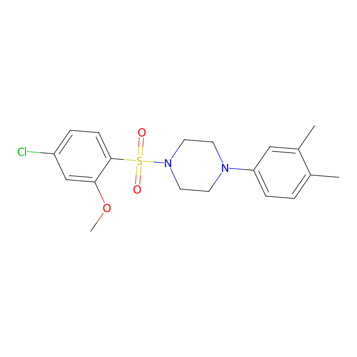 1-(4-Chloro-2-methoxyphenyl)sulfonyl-4-(3,4-dimethylphenyl)piperazine molecular structure, CAS 694507-95-4