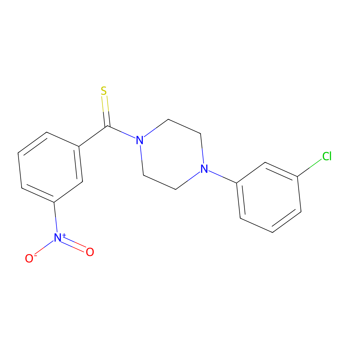 [4-(3-Chlorophenyl)piperazin-1-yl]-(3-nitrophenyl)methanethione molecular structure, CAS 694508-07-1