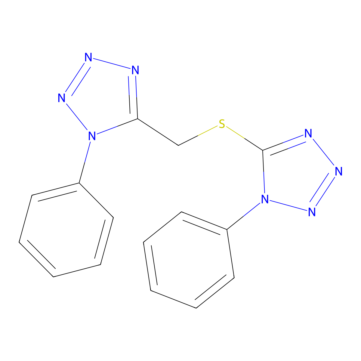 1-phenyl-5-{[(1-phenyl-1H-tetrazol-5-yl)methyl]sulfanyl}-1H-tetrazole molecular structure, CAS 694508-08-2