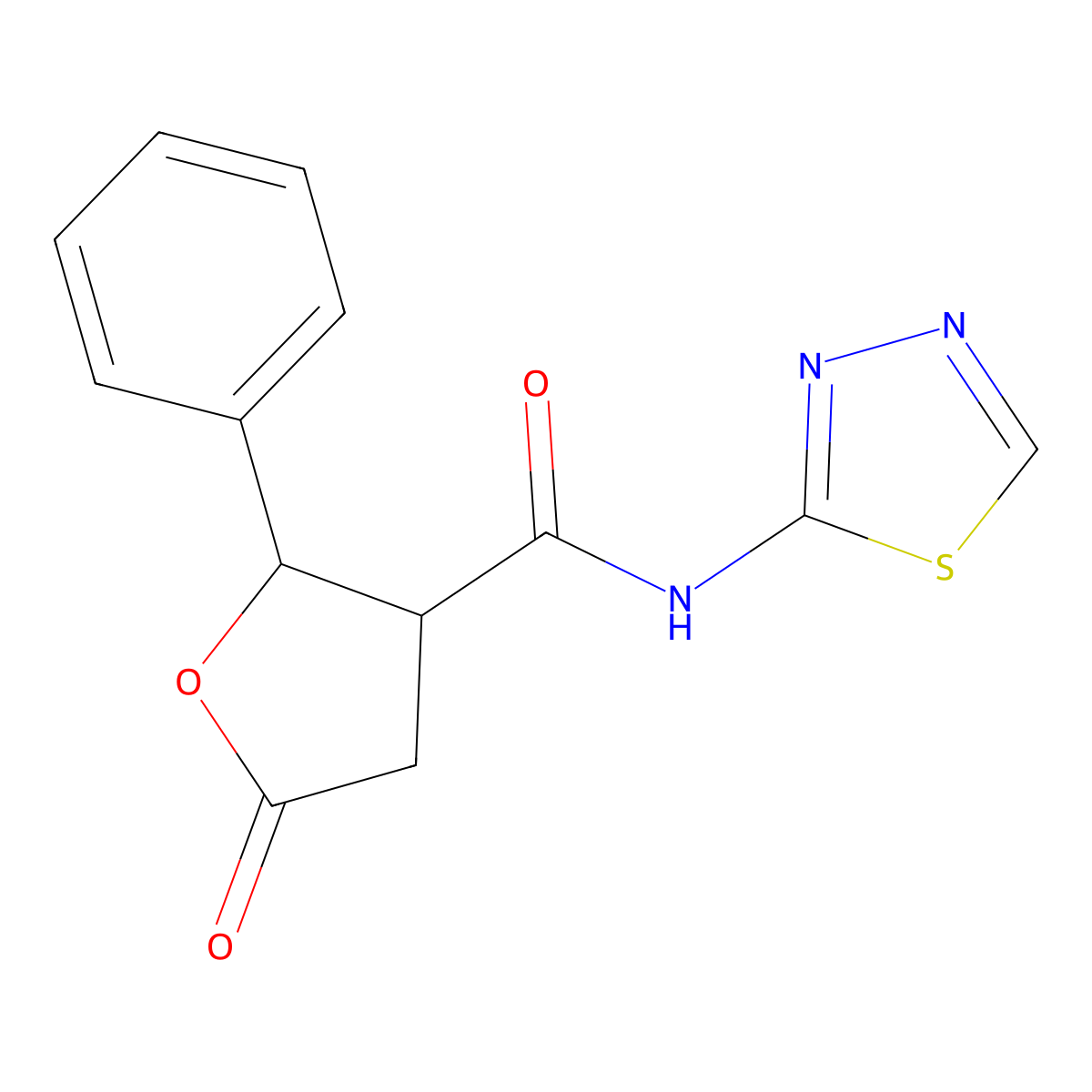 5-oxo-2-phenyl-N-(1,3,4-thiadiazol-2-yl)oxolane-3-carboxamide molecular structure, CAS 694508-16-2