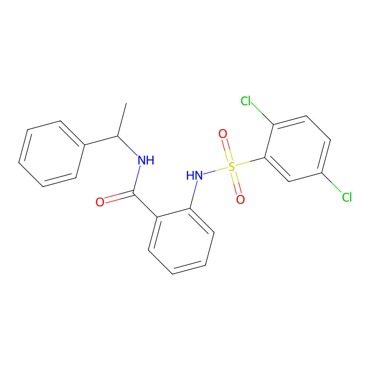 2-[(2,5-dichlorophenyl)sulfonylamino]-N-(1-phenylethyl)benzamide molecular structure, CAS 694508-25-3