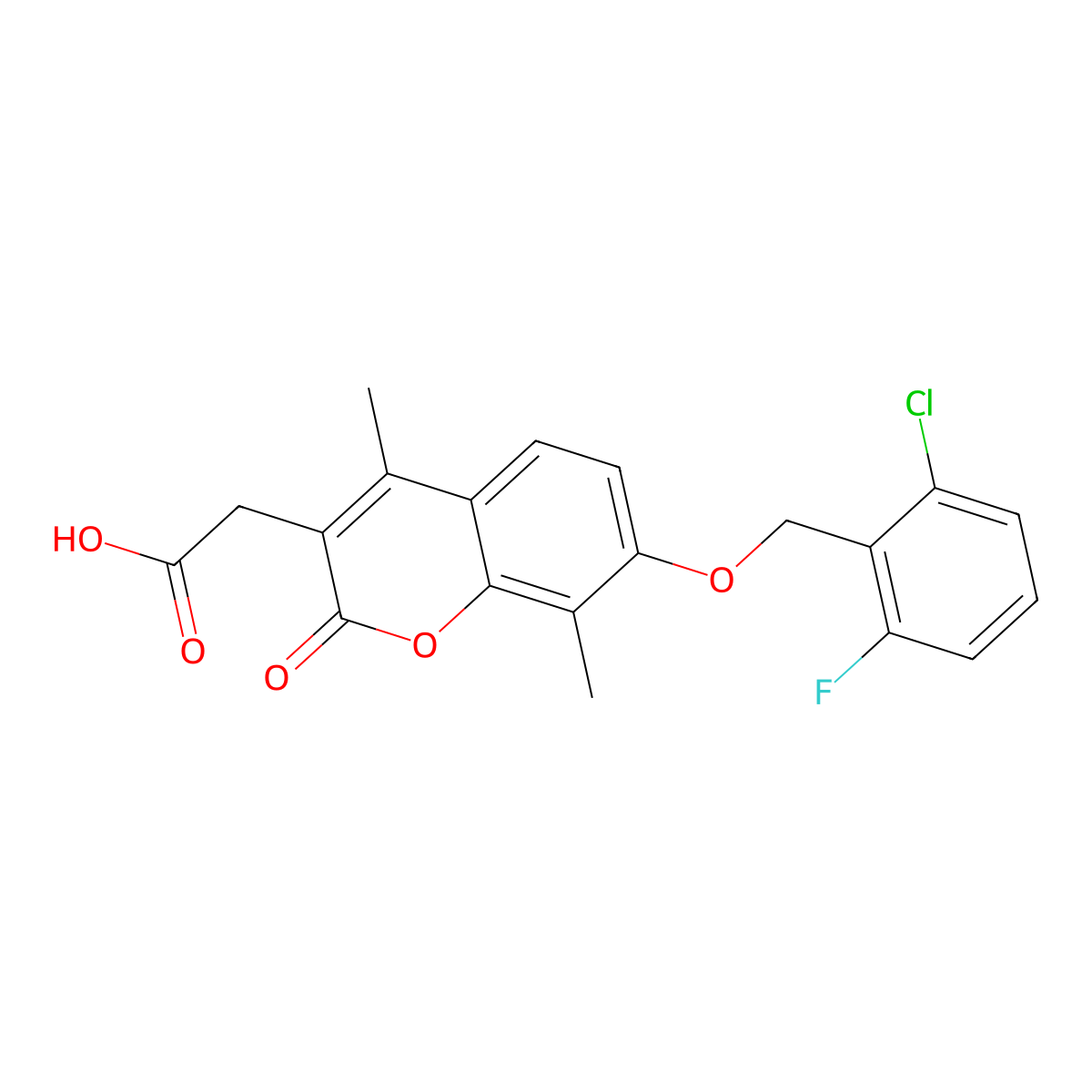 {7-[(2-chloro-6-fluorobenzyl)oxy]-4,8-dimethyl-2-oxo-2H-chromen-3-yl}acetic acid molecular structure, CAS 694508-46-8
