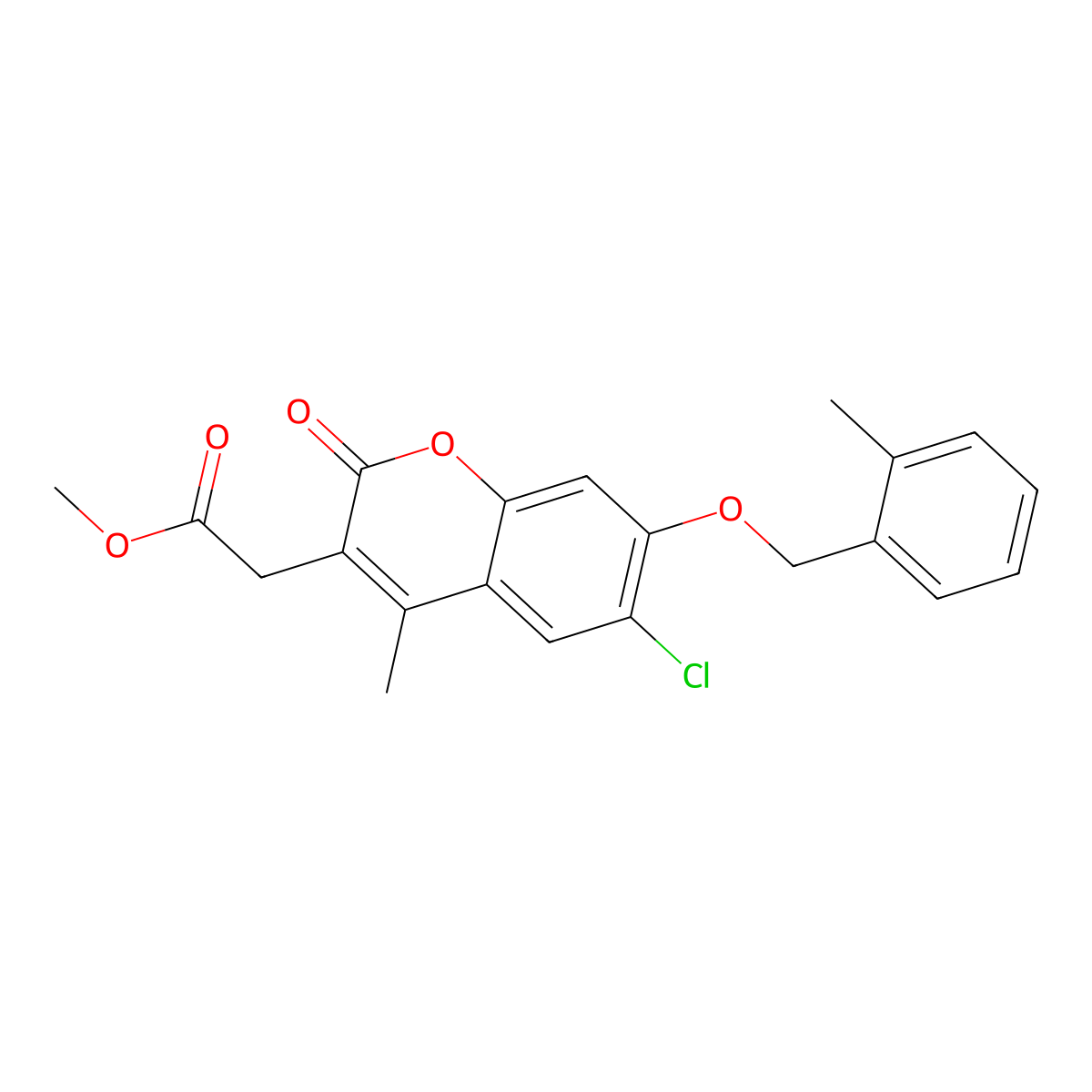 methyl {6-chloro-4-methyl-7-[(2-methylbenzyl)oxy]-2-oxo-2H-chromen-3-yl}acetate molecular structure, CAS 694508-49-1