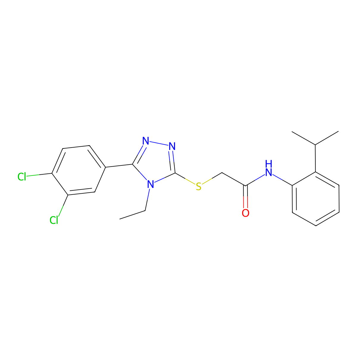 2-[[5-(3,4-dichlorophenyl)-4-ethyl-1,2,4-triazol-3-yl]sulfanyl]-N-(2-propan-2-ylphenyl)acetamide molecular structure, CAS 694508-52-6