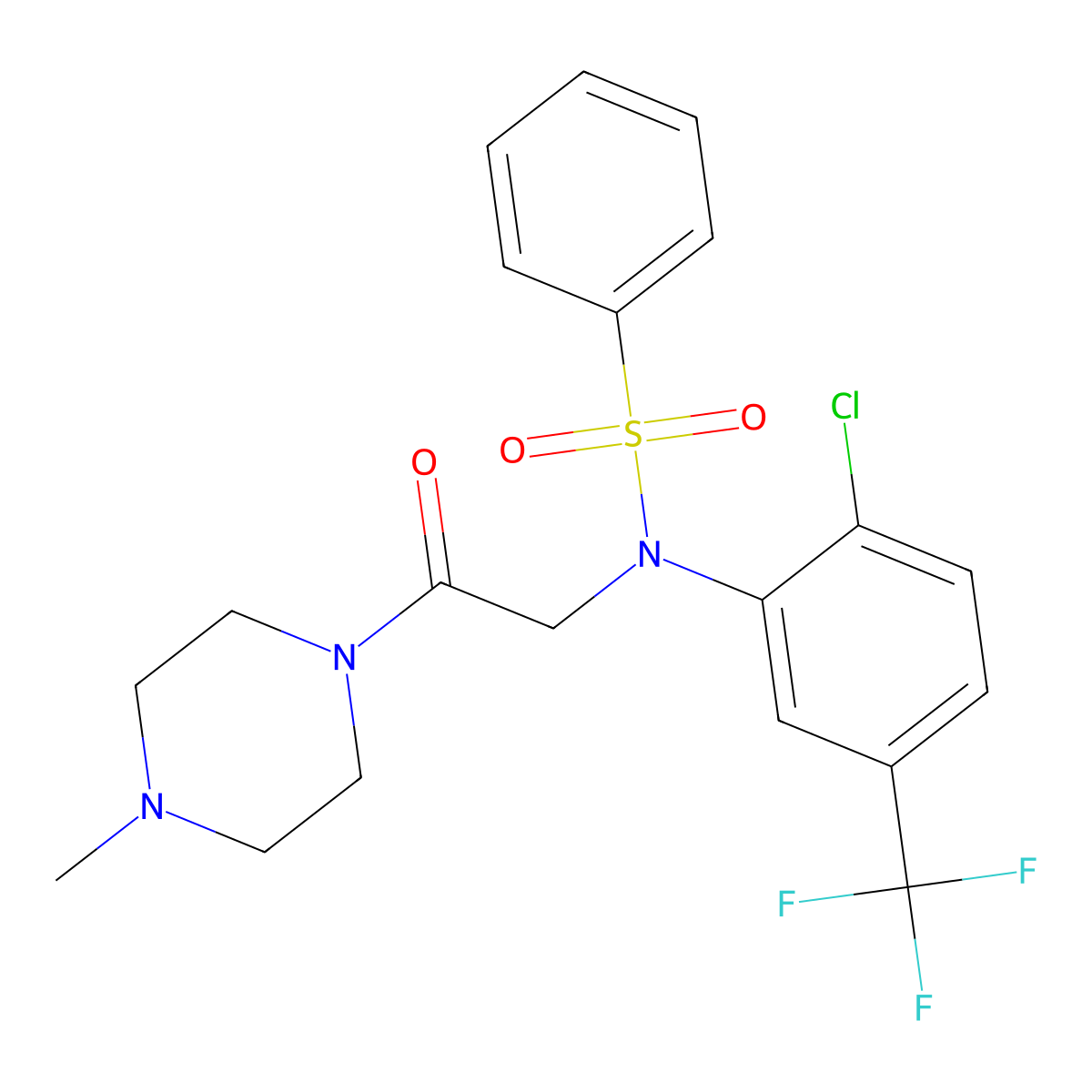 N-[2-chloro-5-(trifluoromethyl)phenyl]-N-[2-(4-methylpiperazin-1-yl)-2-oxoethyl]benzenesulfonamide molecular structure, CAS 694508-56-0