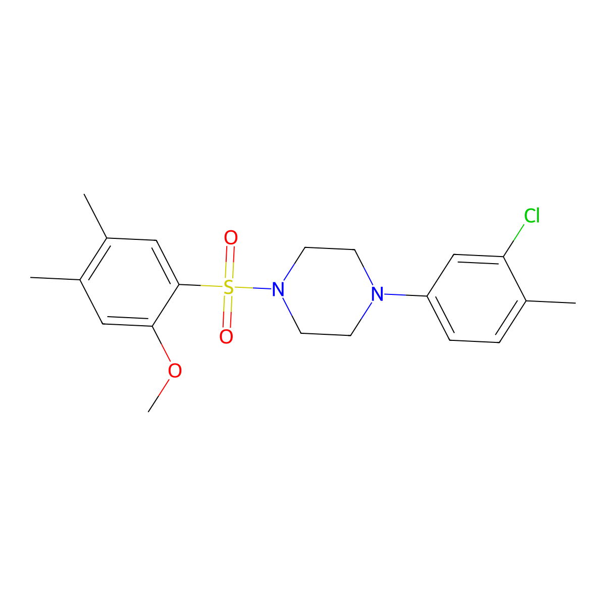 1-(3-Chloro-4-methylphenyl)-4-(2-methoxy-4,5-dimethylbenzenesulfonyl)piperazine molecular structure, CAS 694508-59-3