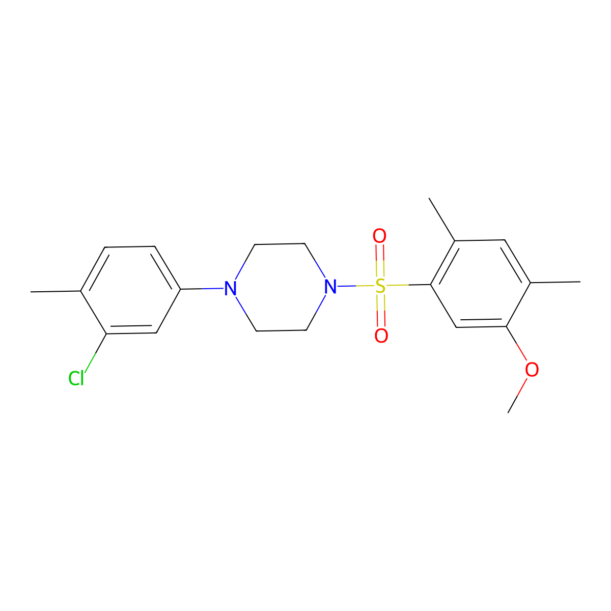1-(3-Chloro-4-methylphenyl)-4-(5-methoxy-2,4-dimethylbenzenesulfonyl)piperazine molecular structure, CAS 694508-74-2