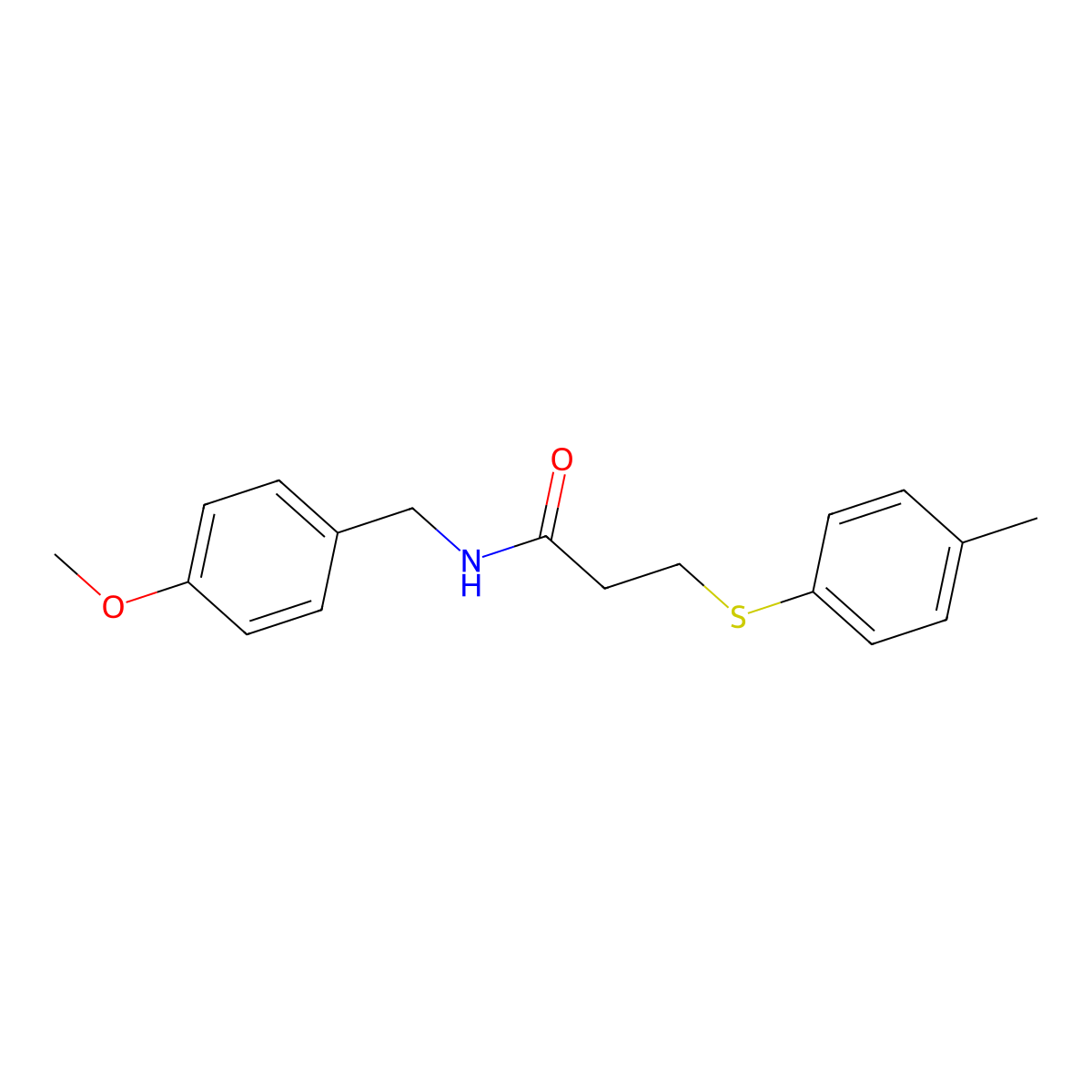 N-(4-methoxybenzyl)-3-[(4-methylphenyl)sulfanyl]propanamide molecular structure, CAS 694508-78-6
