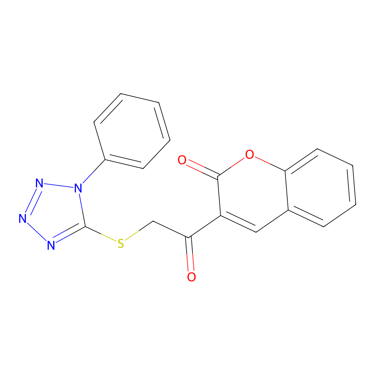 3-[2-(1-Phenyltetrazol-5-yl)sulfanylacetyl]chromen-2-one molecular structure, CAS 694508-79-7