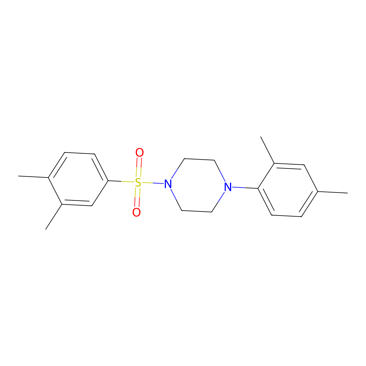 1-(2,4-Dimethylphenyl)-4-((3,4-dimethylphenyl)sulfonyl)piperazine molecular structure, CAS 694508-85-5