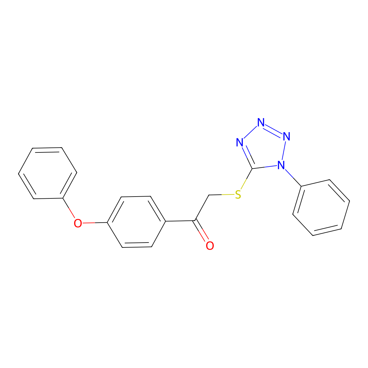 1-(4-Phenoxyphenyl)-2-(1-phenyltetrazol-5-yl)sulfanylethanone molecular structure, CAS 694508-91-3