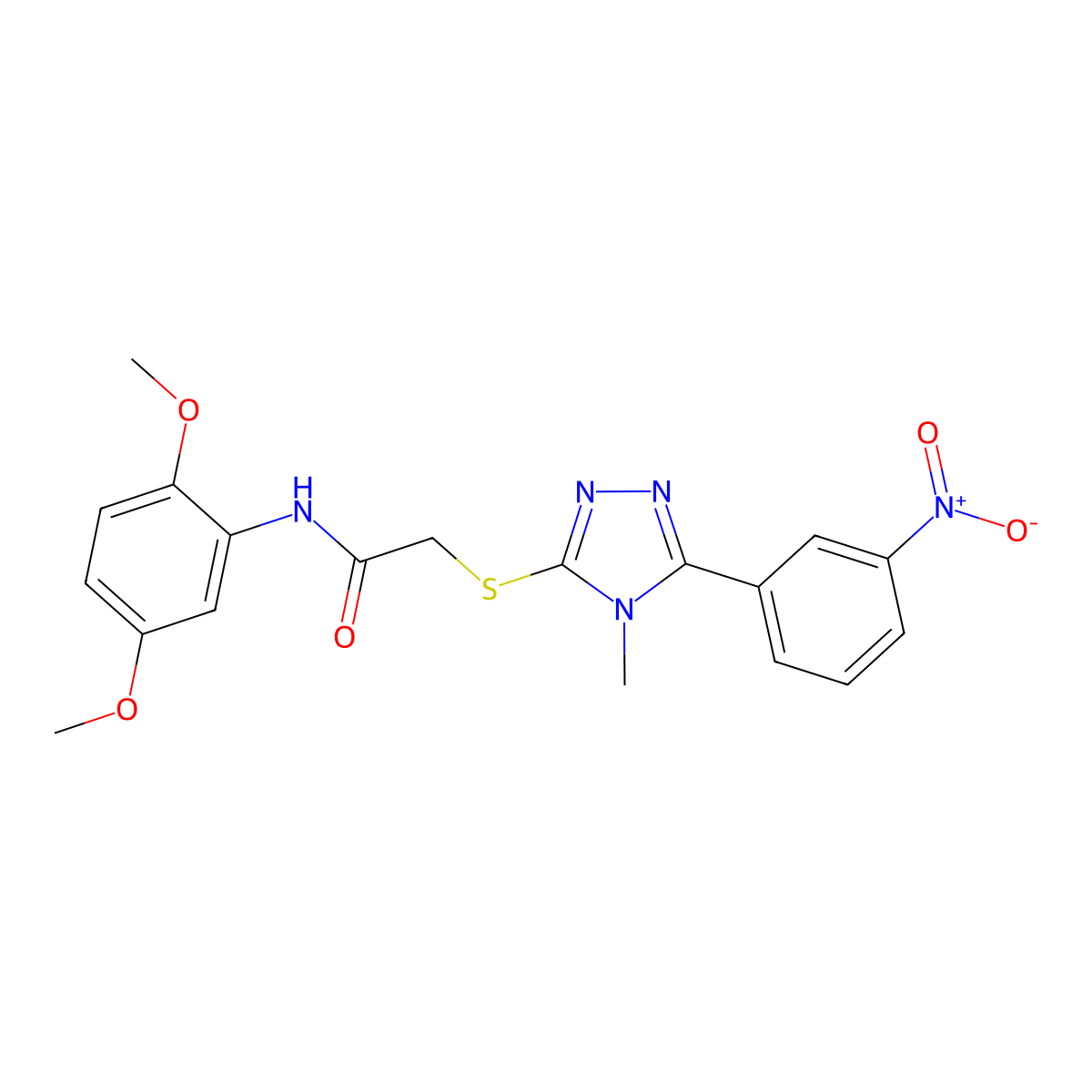 N-(2,5-dimethoxyphenyl)-2-[[4-methyl-5-(3-nitrophenyl)-1,2,4-triazol-3-yl]sulfanyl]acetamide molecular structure, CAS 694509-03-0