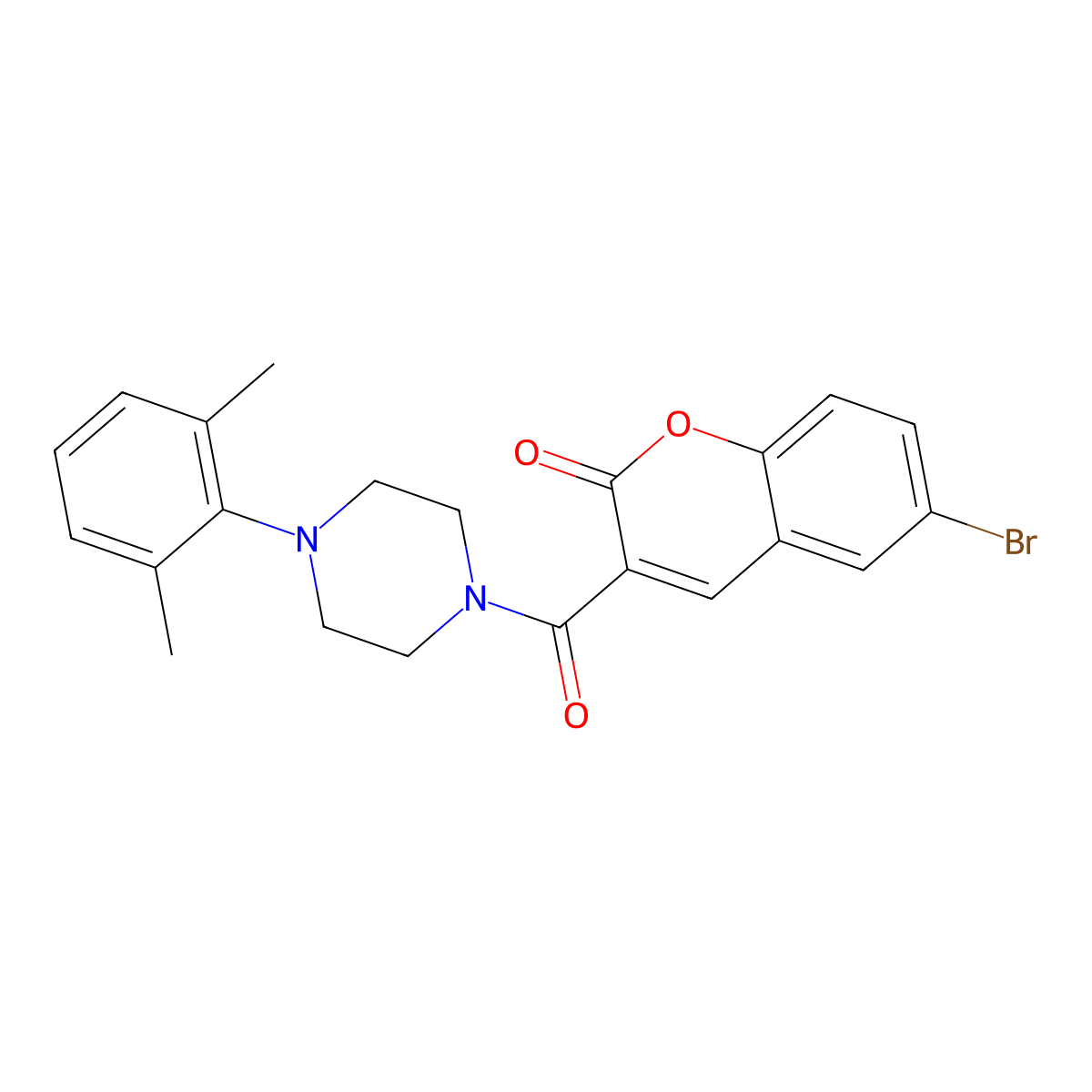 6-Bromo-3-[4-(2,6-dimethylphenyl)piperazine-1-carbonyl]chromen-2-one molecular structure, CAS 694509-13-2