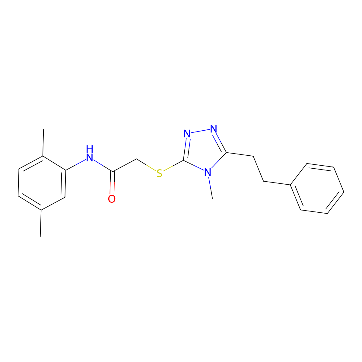 N-(2,5-dimethylphenyl)-2-{[4-methyl-5-(2-phenylethyl)-4H-1,2,4-triazol-3-yl]sulfanyl}acetamide molecular structure, CAS 694514-96-0
