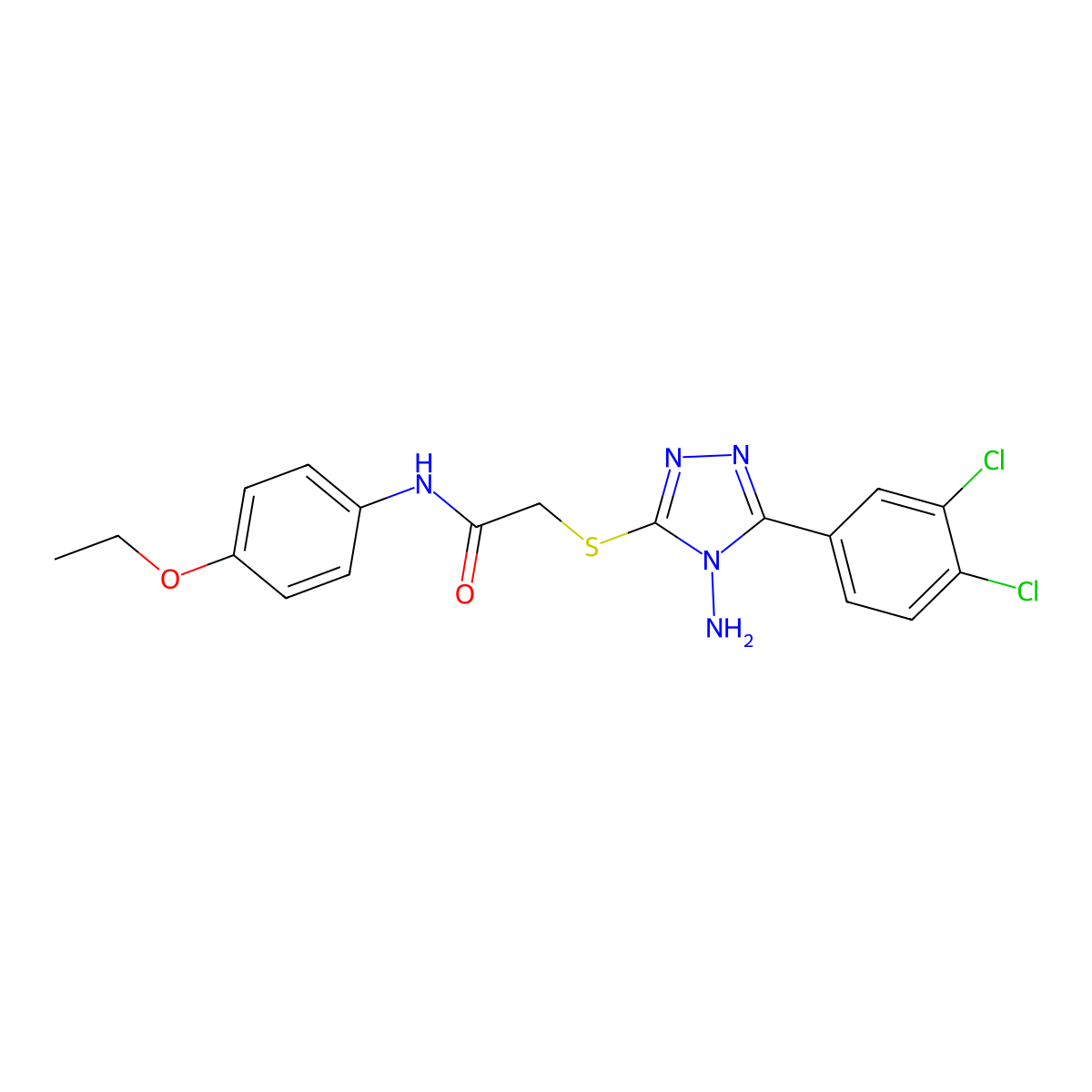 2-[[4-amino-5-(3,4-dichlorophenyl)-1,2,4-triazol-3-yl]sulfanyl]-N-(4-ethoxyphenyl)acetamide molecular structure, CAS 694515-08-7