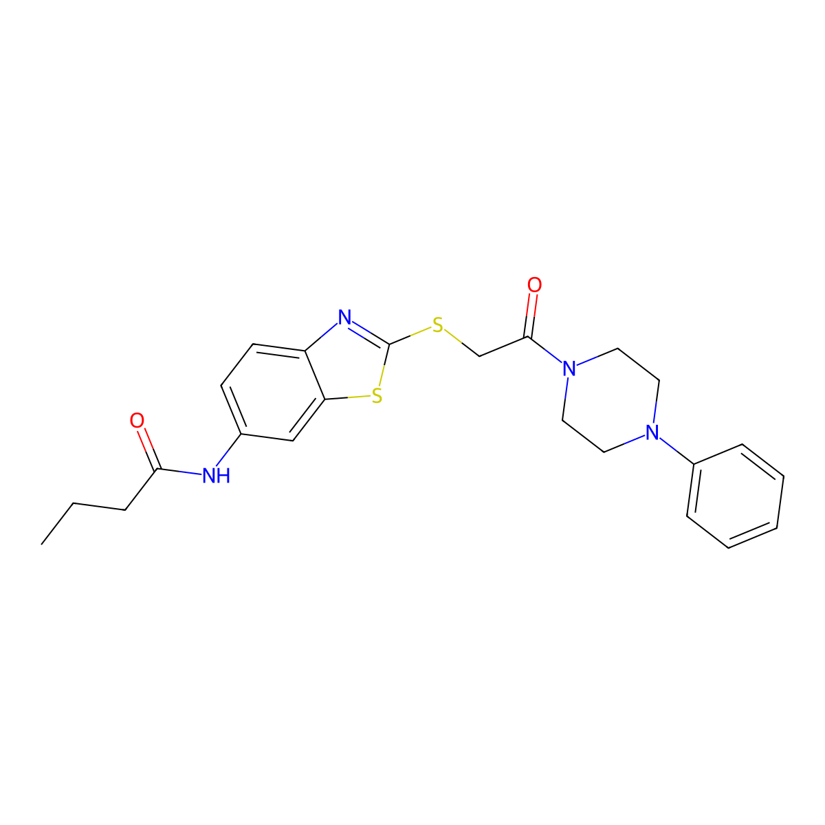 N-[2-[2-oxo-2-(4-phenylpiperazin-1-yl)ethyl]sulfanyl-1,3-benzothiazol-6-yl]butanamide molecular structure, CAS 694515-14-5