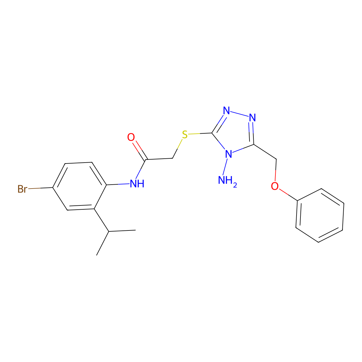 2-[[4-amino-5-(phenoxymethyl)-1,2,4-triazol-3-yl]sulfanyl]-N-(4-bromo-2-propan-2-ylphenyl)acetamide molecular structure, CAS 694515-24-7