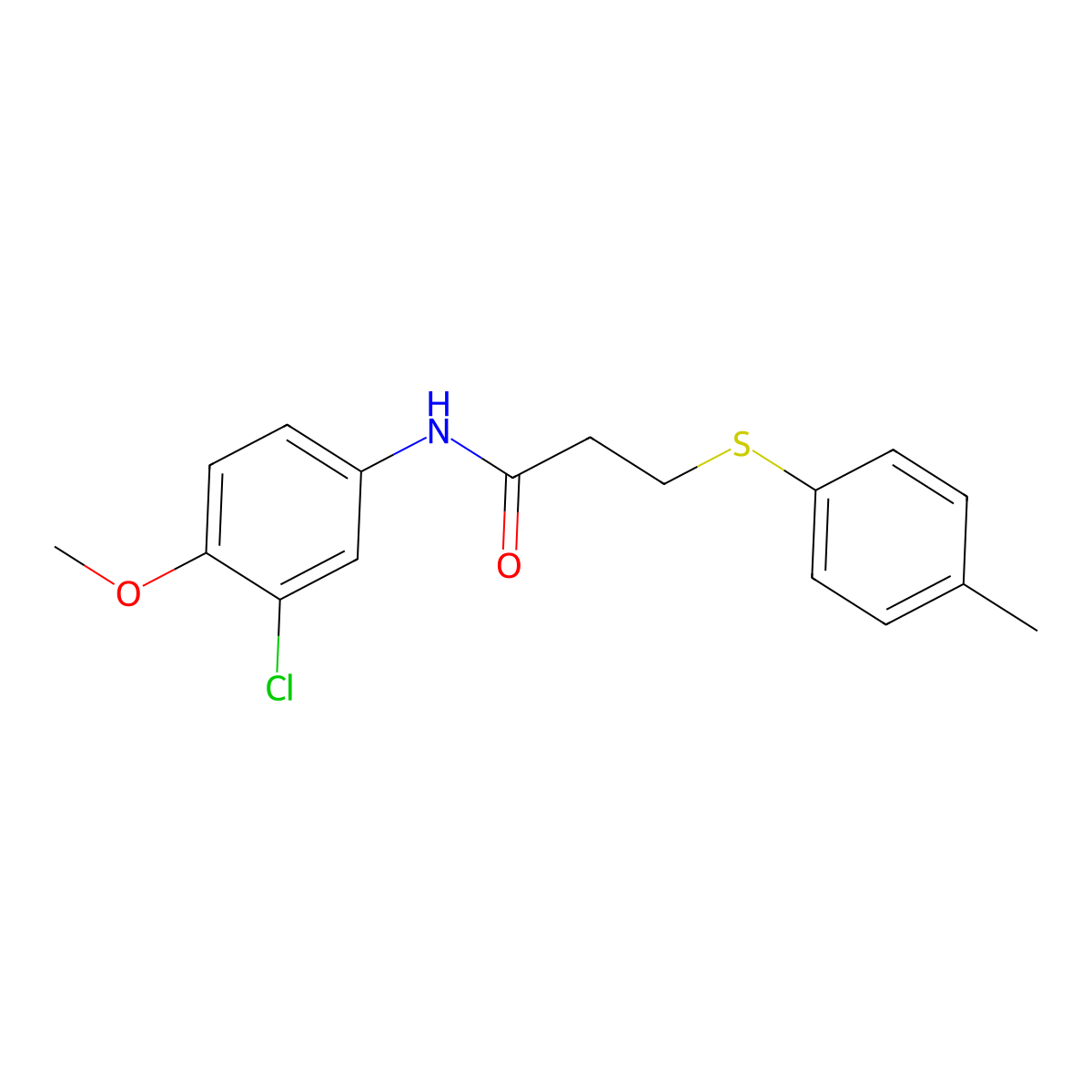 N-(3-chloro-4-methoxyphenyl)-3-(4-methylphenyl)sulfanylpropanamide molecular structure, CAS 694515-27-0