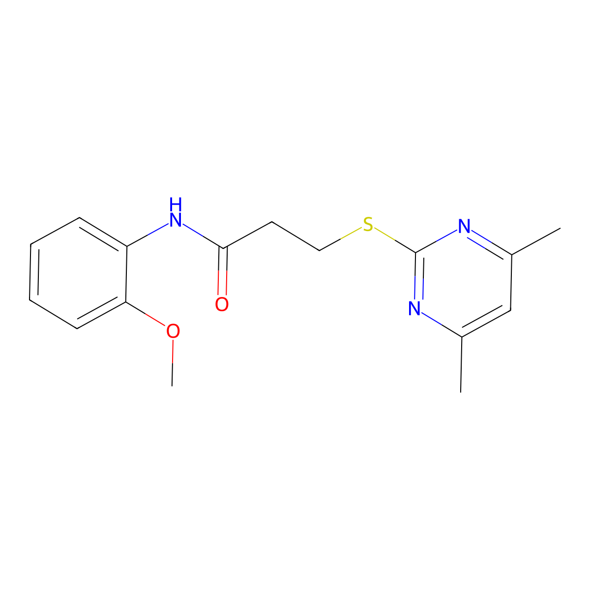 3-(4,6-dimethylpyrimidin-2-yl)sulfanyl-N-(2-methoxyphenyl)propanamide molecular structure, CAS 694515-33-8