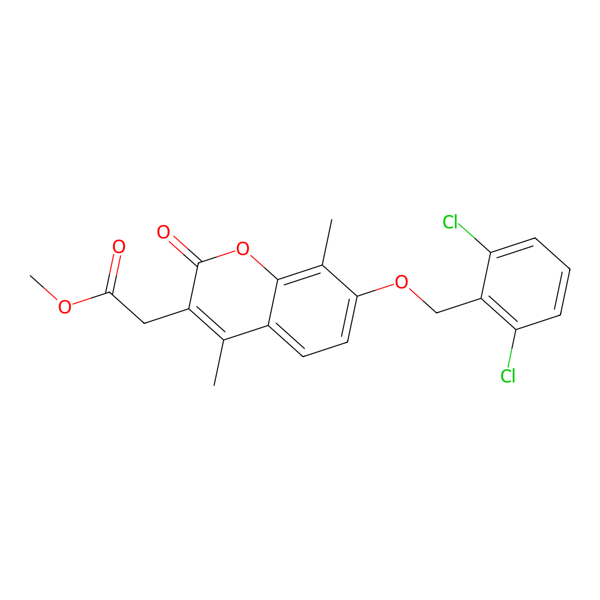 methyl {7-[(2,6-dichlorobenzyl)oxy]-4,8-dimethyl-2-oxo-2H-chromen-3-yl}acetate molecular structure, CAS 694515-36-1