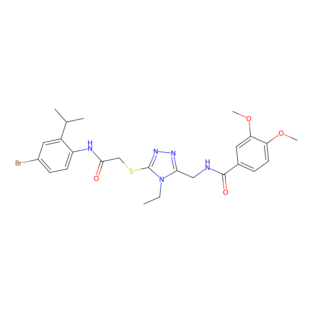 N-[[5-[2-(4-bromo-2-propan-2-ylanilino)-2-oxoethyl]sulfanyl-4-ethyl-1,2,4-triazol-3-yl]methyl]-3,4-dimethoxybenzamide molecular structure, CAS 694515-52-1