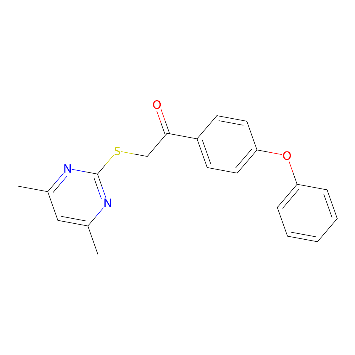 2-(4,6-Dimethylpyrimidin-2-yl)sulfanyl-1-(4-phenoxyphenyl)ethanone molecular structure, CAS 694515-64-5