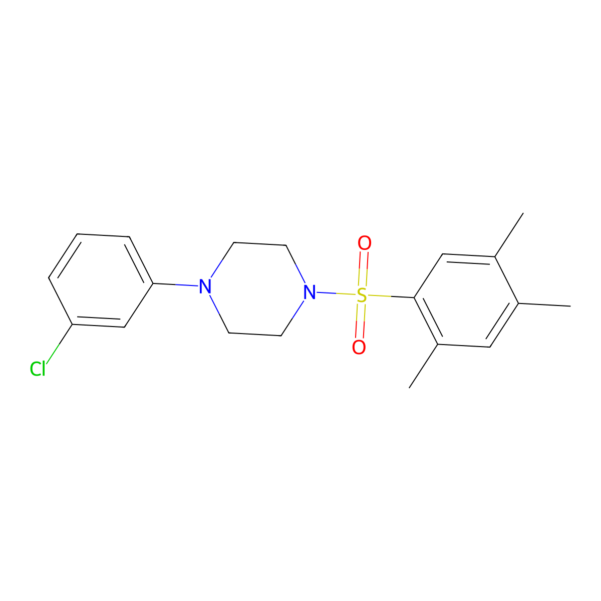1-(3-Chlorophenyl)-4-(2,4,5-trimethylbenzenesulfonyl)piperazine molecular structure, CAS 694515-67-8