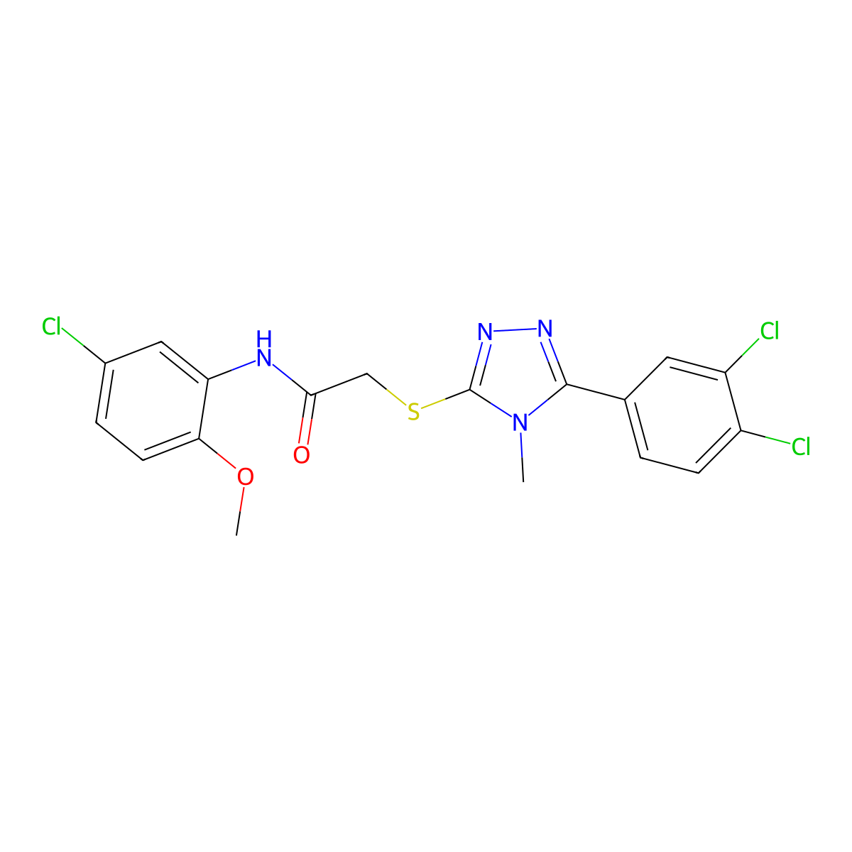 N-(5-chloro-2-methoxyphenyl)-2-[[5-(3,4-dichlorophenyl)-4-methyl-1,2,4-triazol-3-yl]sulfanyl]acetamide molecular structure, CAS 694516-00-2