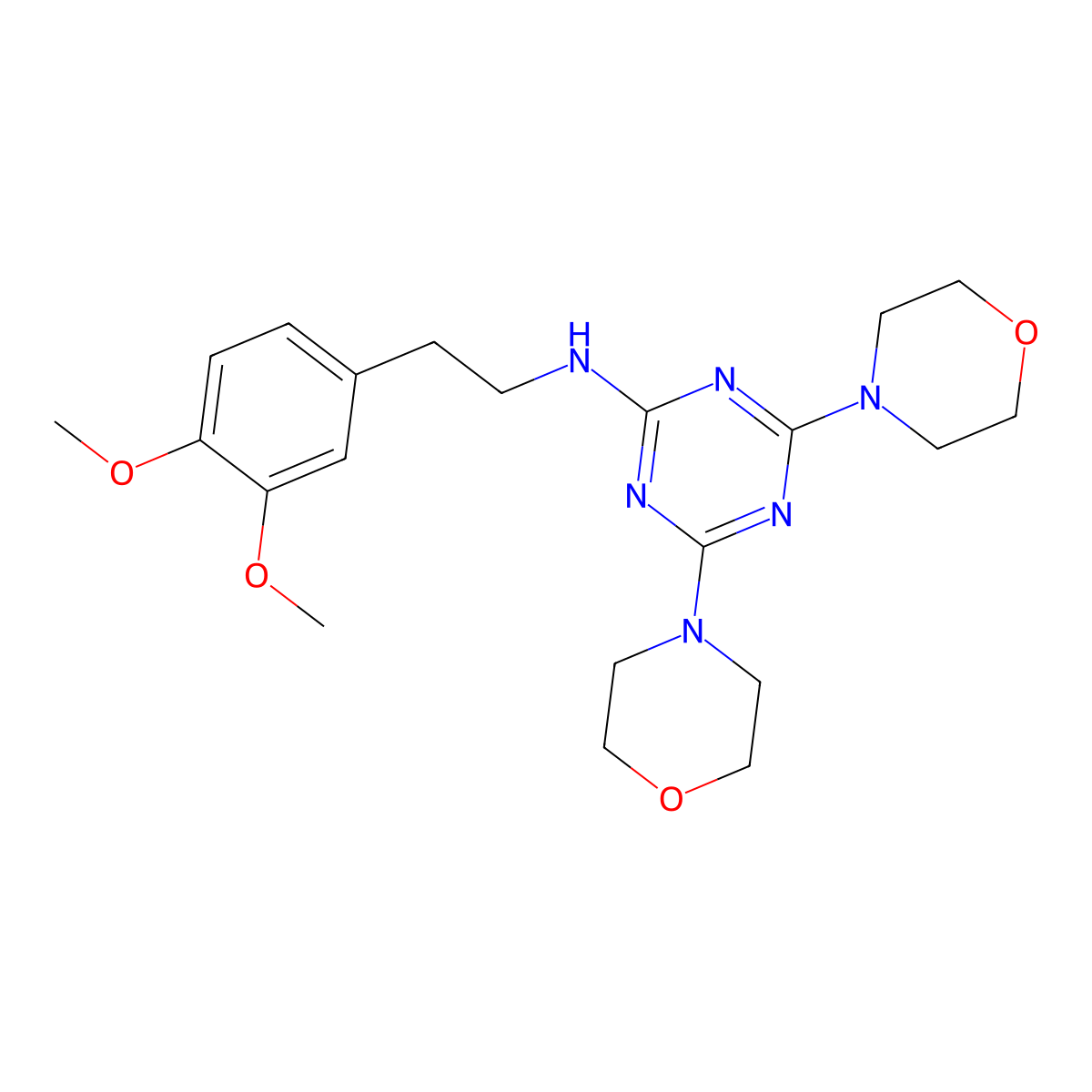 N-[2-(3,4-dimethoxyphenyl)ethyl]-4,6-dimorpholin-4-yl-1,3,5-triazin-2-amine molecular structure, CAS 694516-13-7