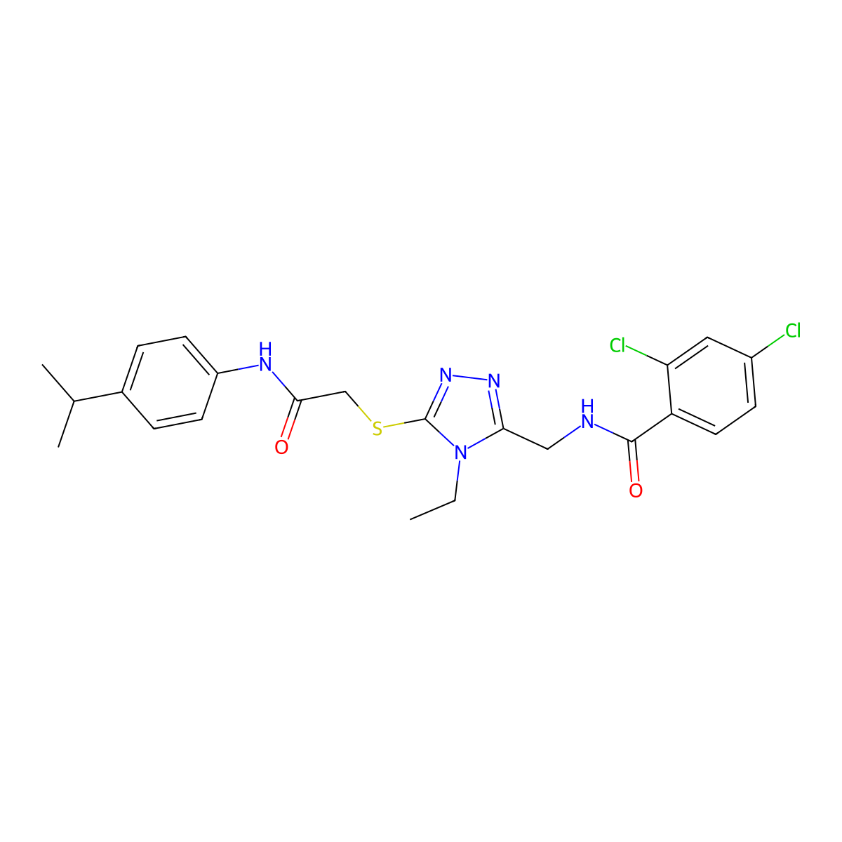 2,4-dichloro-N-[[4-ethyl-5-[2-oxo-2-(4-propan-2-ylanilino)ethyl]sulfanyl-1,2,4-triazol-3-yl]methyl]benzamide molecular structure, CAS 694516-16-0