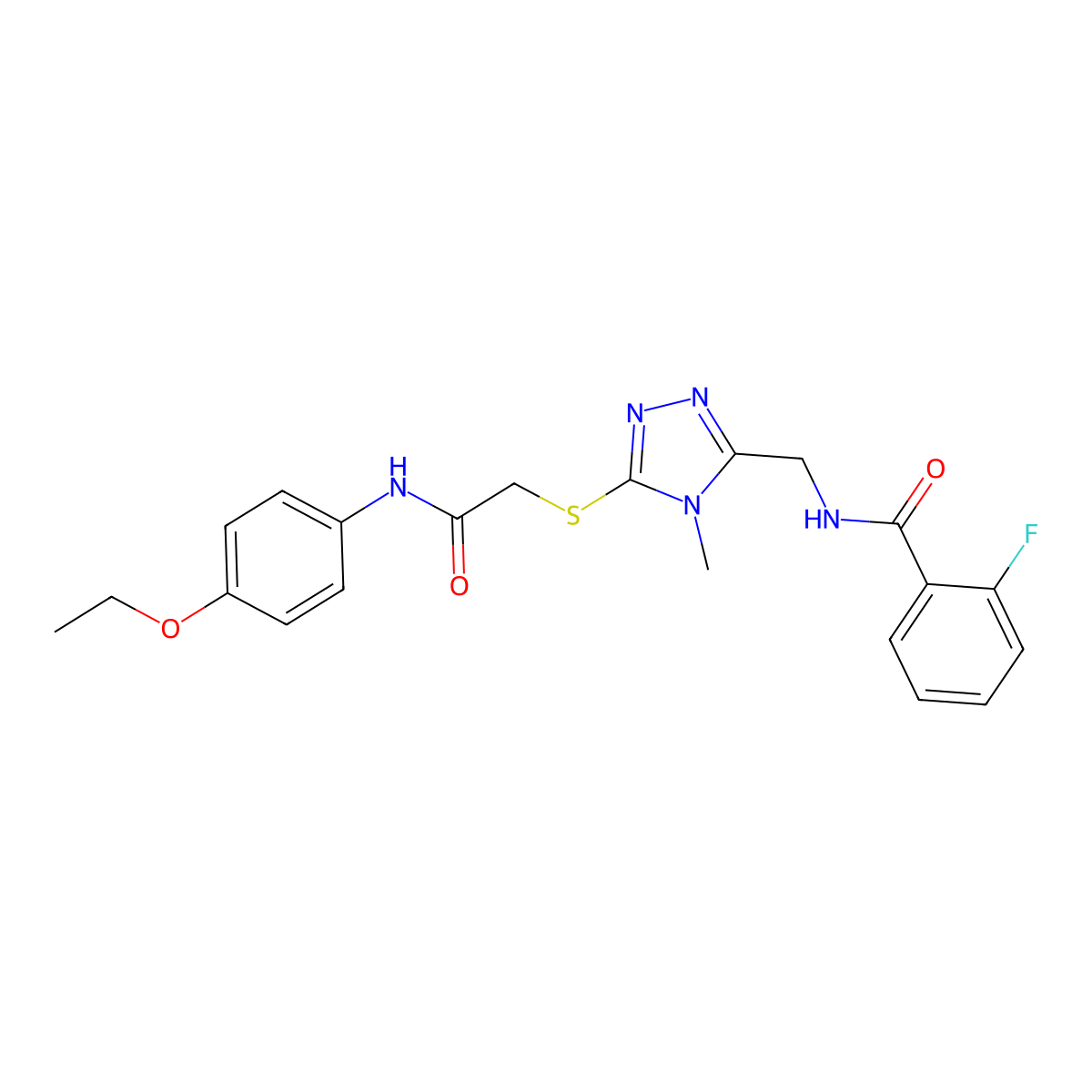 N-[[5-[2-(4-ethoxyanilino)-2-oxoethyl]sulfanyl-4-methyl-1,2,4-triazol-3-yl]methyl]-2-fluorobenzamide molecular structure, CAS 694516-34-2