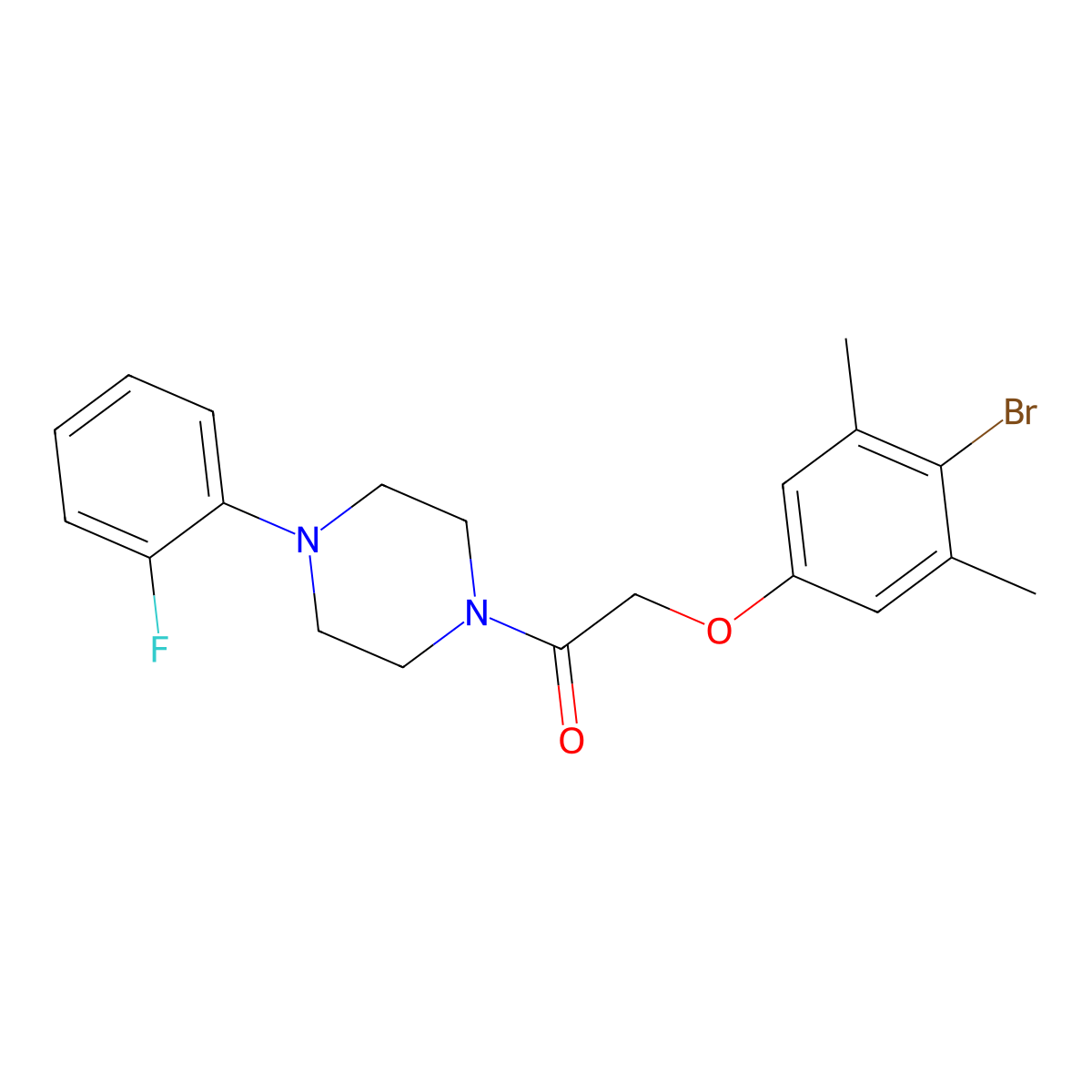 2-(4-Bromo-3,5-dimethylphenoxy)-1-[4-(2-fluorophenyl)piperazin-1-yl]ethanone molecular structure, CAS 694516-45-5