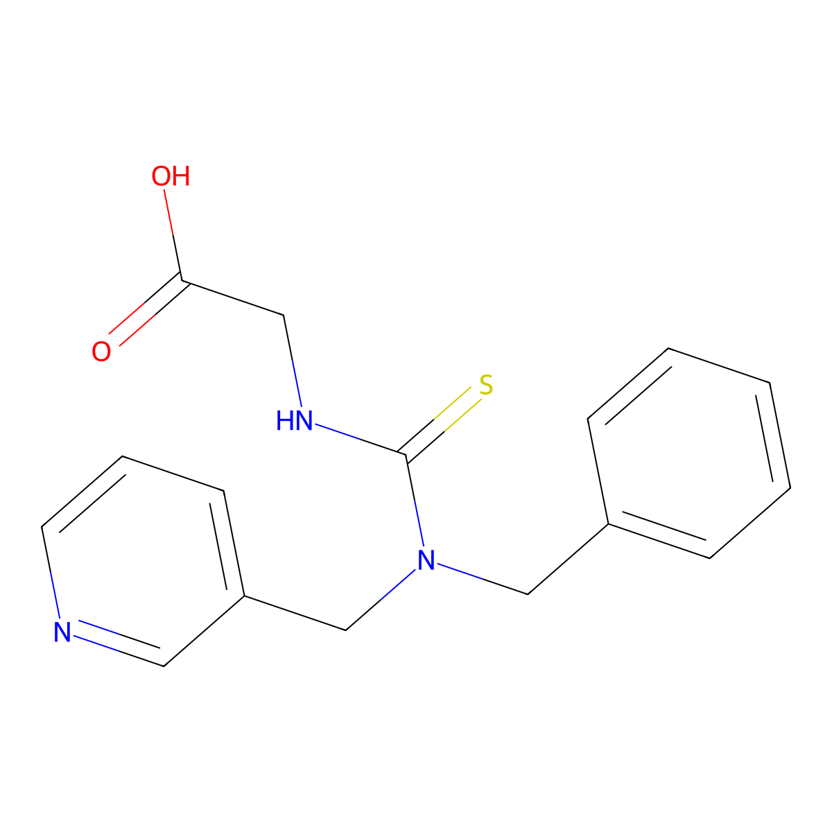 ({[Benzyl(pyridin-3-ylmethyl)amino]-carbonothioyl}amino)acetic acid molecular structure, CAS 694516-61-5