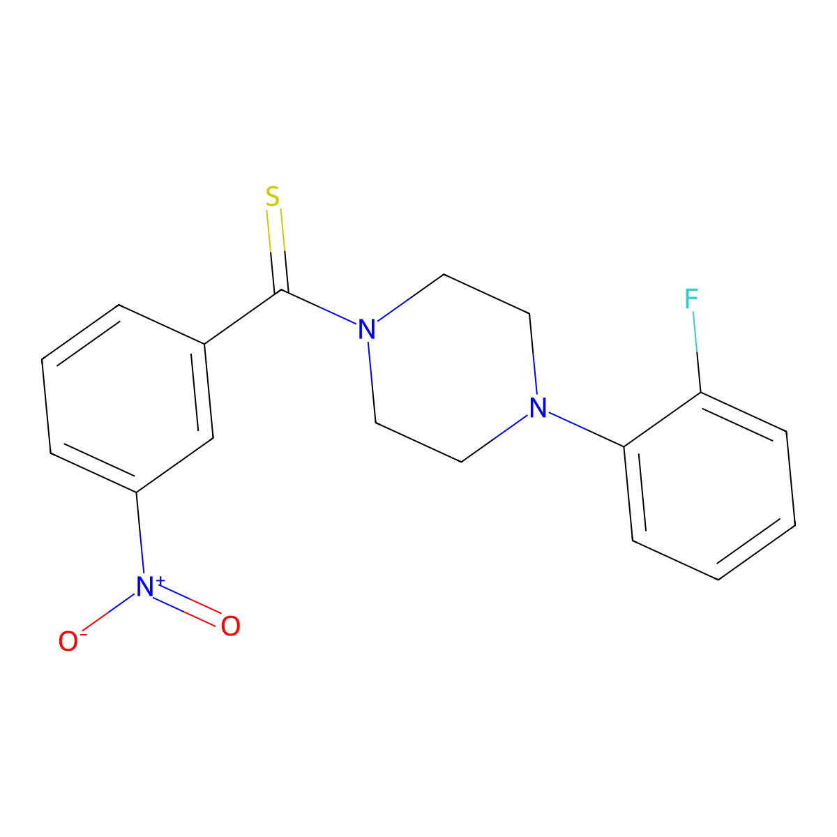 [4-(2-Fluorophenyl)piperazin-1-yl]-(3-nitrophenyl)methanethione molecular structure, CAS 694516-91-1
